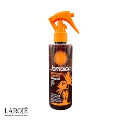 Jamica Tanning Oil 2 | اسپری برنزه کننده بدن جامائیکا Jamaica حاوی عصاره قهوه | فروشگاه اینترنتی لاروژ